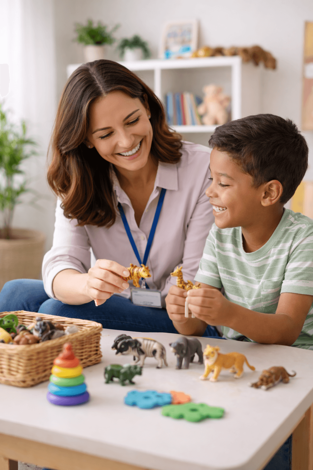 A BCBA supporting a client during a session